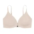 Seamless front closure push up bra in nude color with adjustable slim straps for daily wear. - Milky Apricot