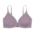 Seamless front closure bra for women, wireless gathering push-up design with thin straps. - Indigo Purple