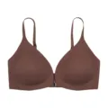 Women seamless front closure bra with thin straps and supportive push up design brown color - Dark Coffee