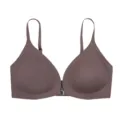 Seamless front closure push up bra for women, wireless comfortable daily wear underwear. - Dark Brown