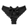 Damen sexy schwarze spitze unterwäsche große schleife hohle süße slips für romantische geschenke. - S / Schwarz