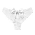 Sexy weiße Damen Spitzenunterwäsche mit großer Satinschleife und reizvollem Spitzendesign. - XL / Weiß