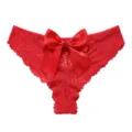 Rote Damen-Spitzenunterwäsche mit großer Satinschleife und sexy Ausschnitt für romantische Nächte. - Rot