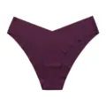 Plus size ice silk seamless low waist V-shape breathable sports panties in dark purple - S / Deep purple