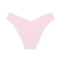 Women seamless ice silk V-waist low rise panties breathable solid color briefs pink - S / Peach Pink