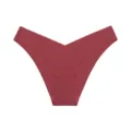 Burgundy seamless V-waist thong underwear, breathable low-rise silky brief for women. - M / Crimson