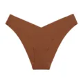 Women seamless V-waist solid color breathable low-rise Brazilian briefs underwear for daily wear - 2XL / Skin Brown