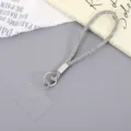 Luxury sparkling rhinestone phone wrist strap with silver metal ring and clear patch - Charm / 6mm Rhinestone Chain Charm (With Clear Card) (K5719) / White