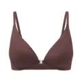 Brown front closure wireless seamless bra, comfortable everyday wear, smooth support design. - S / Dark Brown