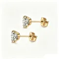 Goldschmuck Edelstahl vierkrappen runde Zirkonia Ohrstecker mit sicheren Schmetterlingsverschluss - Einzelpackung / 7mm / Gold
