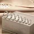 Edelstahl Creolen Set, minimalistischer geometrischer Schmuck fuer Alltag und Mode. - Einfacher Ring (4er Set) / 4 Paar/Packung / Silber