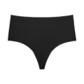 Black seamless high waist thong underwear for women, comfortable ice silk daily wear. - XS / Black