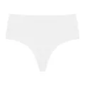 Women's high waist seamless ice silk thong solid white comfortable breathable yoga fitness underwear. - XS / White
