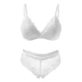 Weißes Spitzen-Lingerie-Set für Damen mit einem sexy Triangel-BH und passendem Höschen. - S / Weiß