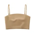 Seamless strapless camisole top for women, breathable basic tube top vest in nude. - S / Khaki