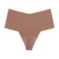 Women seamless high waist thong breathable cotton crotch plus size solid color underwear - Milk Coffee