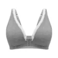 Grey front closure lace bra for women, comfortable seamless wireless daily intimates. - S / Gray