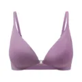Plus size front closure wireless bra, thin smooth seamless design for daily wear and comfort. - S / Dark Purple
