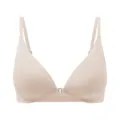 Solid color beige wireless front closure bra, smooth seamless design for daily comfortable wear. - S / Apricot