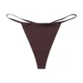 Women's low-rise seamless solid color thong, minimalist ice silk string panty for daily wear. - S / Black Brown