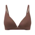 Plus size front closure bra, seamless wireless smooth cup in brown, comfortable everyday wear. - S / Dark Coffee