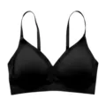 Women black seamless wireless bra comfort lightweight daily undergarment breathable support - S / Black