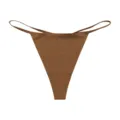 Brown seamless ice silk thong for women, minimalist low waist string underwear variant. - S / Toffee