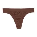 Women's seamless leopard thong underwear, comfortable mid-waist brown panty for daily wear. - XL / Dark Coffee