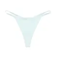Women seamless thin strap ice silk low waist breathable thong panties underwear hot sale - S / Light Blue