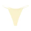 Seamless low-rise ice silk thong for women, comfortable breathable string panties yellow. - XL / Vanilla