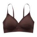 Women's brown seamless wireless thin bra, comfortable breathable daily push-up undergarment. - S / Dark Brown