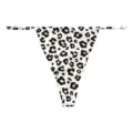 Sexy seamless ice silk thong for women, trendy leopard print lightweight summer underwear. - Leopard Print on Beige Base