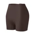 Women high waist seamless ice silk safety shorts anti-chafing underwear dark brown - S / Tan