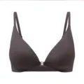 Dark grey front-closure wireless bra, smooth seamless design for daily comfort and support. - S / Dark Brown