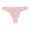 Pink seamless leopard print thong, comfortable mid-waist women's underwear for daily wear. - Coral Pink
