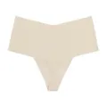 Seamless ice silk women thong underwear comfortable breathable mid waist invisible yoga panties - S / White Apricot