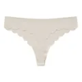 Women's seamless ice silk thong, beige scalloped edge underwear, comfortable everyday wear. - S / Light Coffee