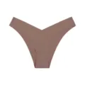 Seamless ice silk low waist V cut women's panties breathable comfortable solid color briefs. - Milk Coffee