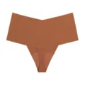 Seamless ice silk thong underwear for women, comfortable breathable mid-waist brown panty - Skin Brown