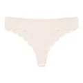 Women sexy wavy edge seamless ice silk thong underwear summer thin minimalist cotton crotch - S / Nude