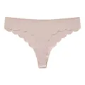 Women seamless ice silk thong lightweight breathable pink underwear with wavy edges - S / Vintage Dusty Rose