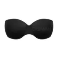Black strapless underwired bandeau bra, seamless gathering push-up tube top variant. - 75B / Black