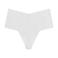 Women seamless ice silk thong mid waist invisible breathable yoga sports underwear white - S / White