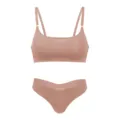 Seamless wireless bra and thong underwear set for women, comfortable plus size daily wear. - S / Top And Bottom / Apricot Nude