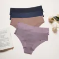 Culotte sans couture pour femme en soie de glace taille basse respirante confortable lot - S / E-5p (Noir/Café au Lait/Bleu Foncé/Violet Taro/Violet Fumée)