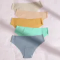 Culotte sans coutures en soie glacée pour femme taille basse respirante unie lot de 5 - XL / B-5p (Abricot Blanc/Indigo/Jaune Clair/Nude/Vert Clair)