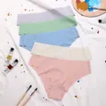 Culotte femme soie glacée sans coutures taille basse respirante confortable lot de 5 pcs - L / C-5p (Abricot Blanc/Vert Herbe/Rose/Gris Violet Clair/Bleu Ciel)