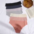 Slips sans coutures pour femmes en soie glacée taille basse respirants pack couleur. - S / D-7p (Abricot Blanc/Cyan Clair/Rose/Caramel/Gris Violet Clair/Bleu Foncé/Bleu Marine)