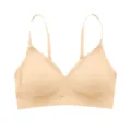 Women's seamless wireless push-up bra, nude V-neck daily comfort basic underwear top. - S / Medium Skin