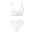 French thin lace sexy lingerie set, elegant wireless front buckle bra and matching panties. - S / White